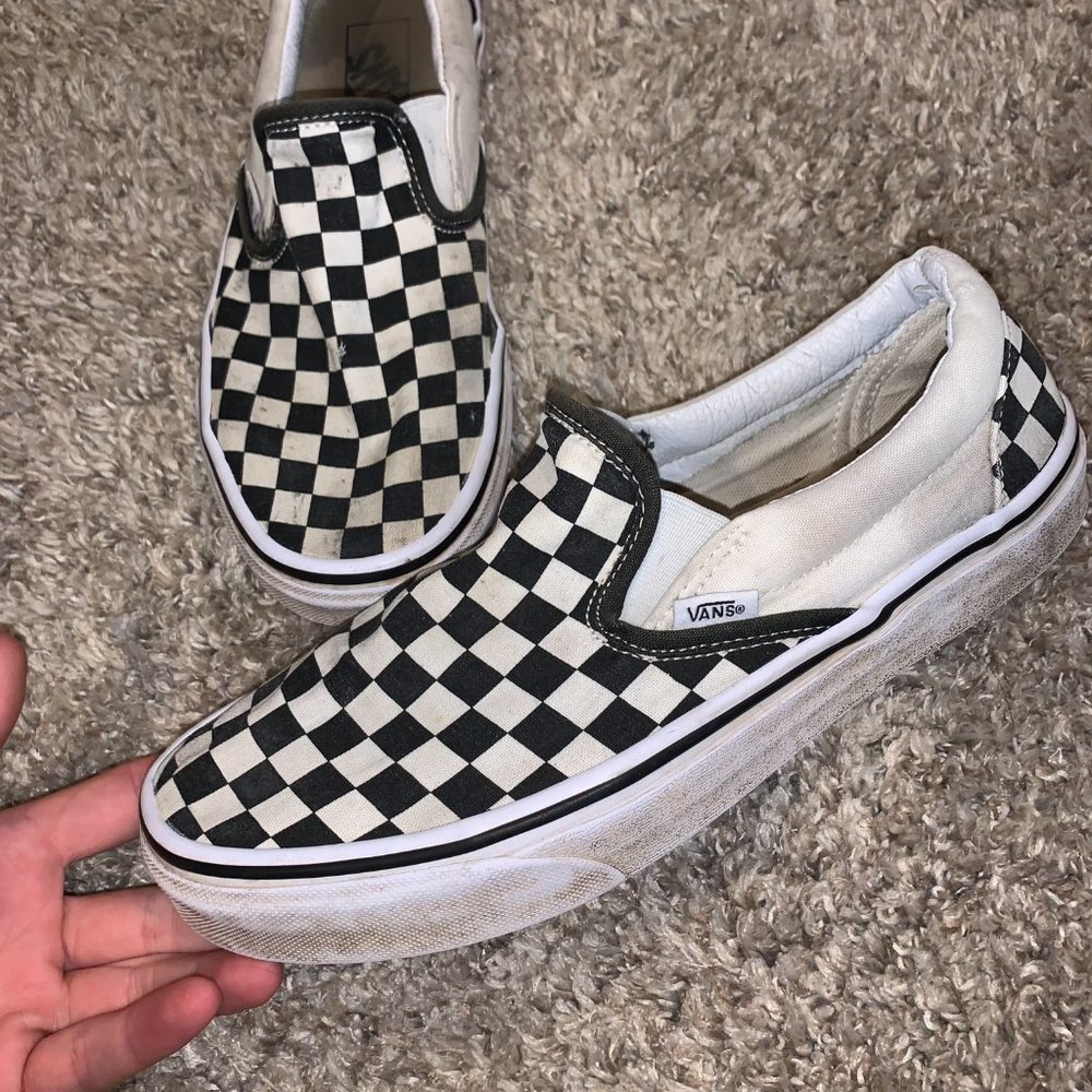Black and White Checkered Slip On Vans Mens Size 9 - Picture 3 of 6